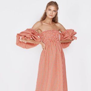 Sleeper “Atlanta” Linen Dress in Red Gingham